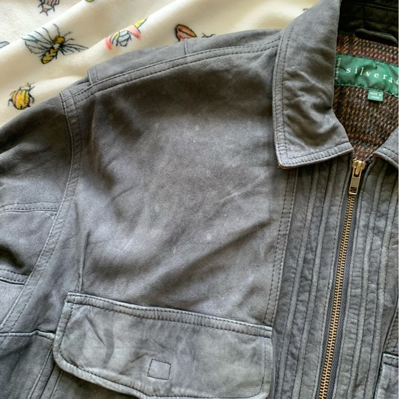 Vintage Overland Silverado Leather Bomber Jacket Blanket Lined Wool Pilot Flight - Picture 5 of 15